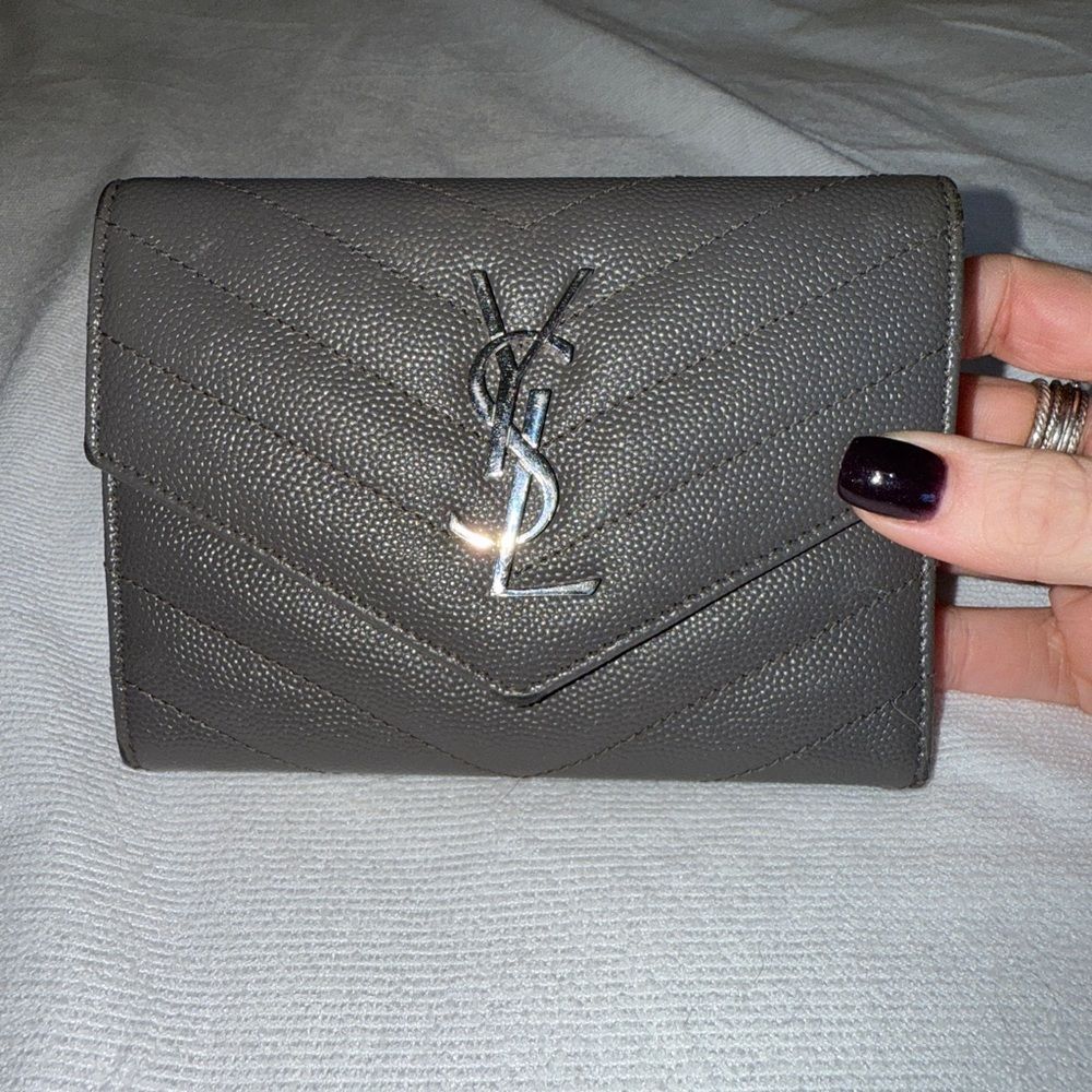 Yves Saint Laurent Dark Gray Leather Wallet
